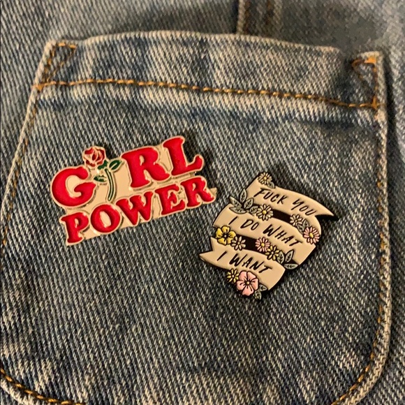 Urban Outfitters Jewelry - Feminist pin set girl power